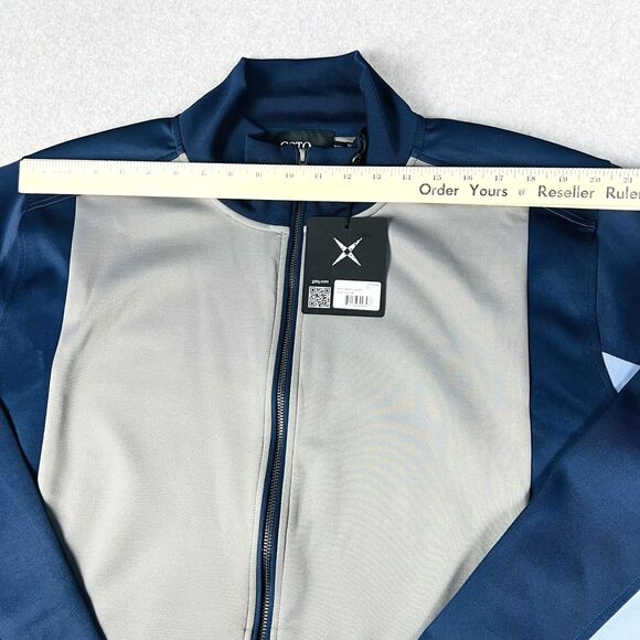 GSTQ Knit Track Jacket Mens XL Blue Gray Colorblock Full Zip Athletic Portugal - Picture 5 of 15